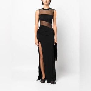 Nensi Dojaka Sheer Panel Long Dress